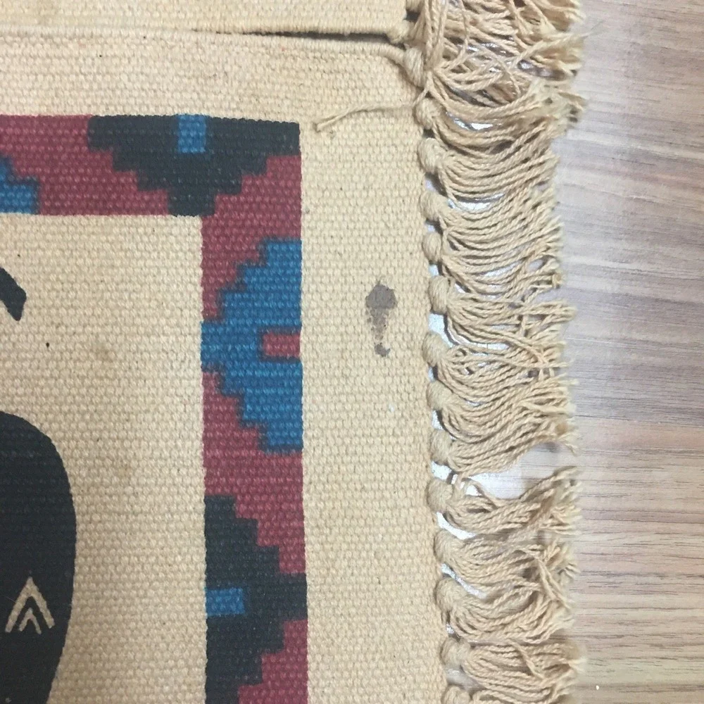 El Paso Saddle Blanket Co Fringed Placemats 100% Cotton Southwestern Kopelli
